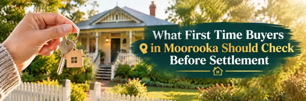First time home buyers checking property security in Moorooka